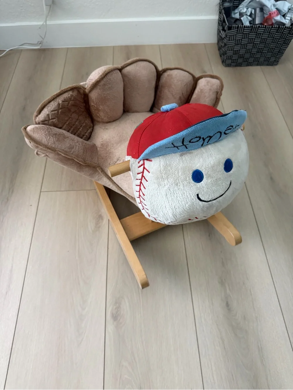 The Rockabye Homer Baseball Rocker  - Brown and White